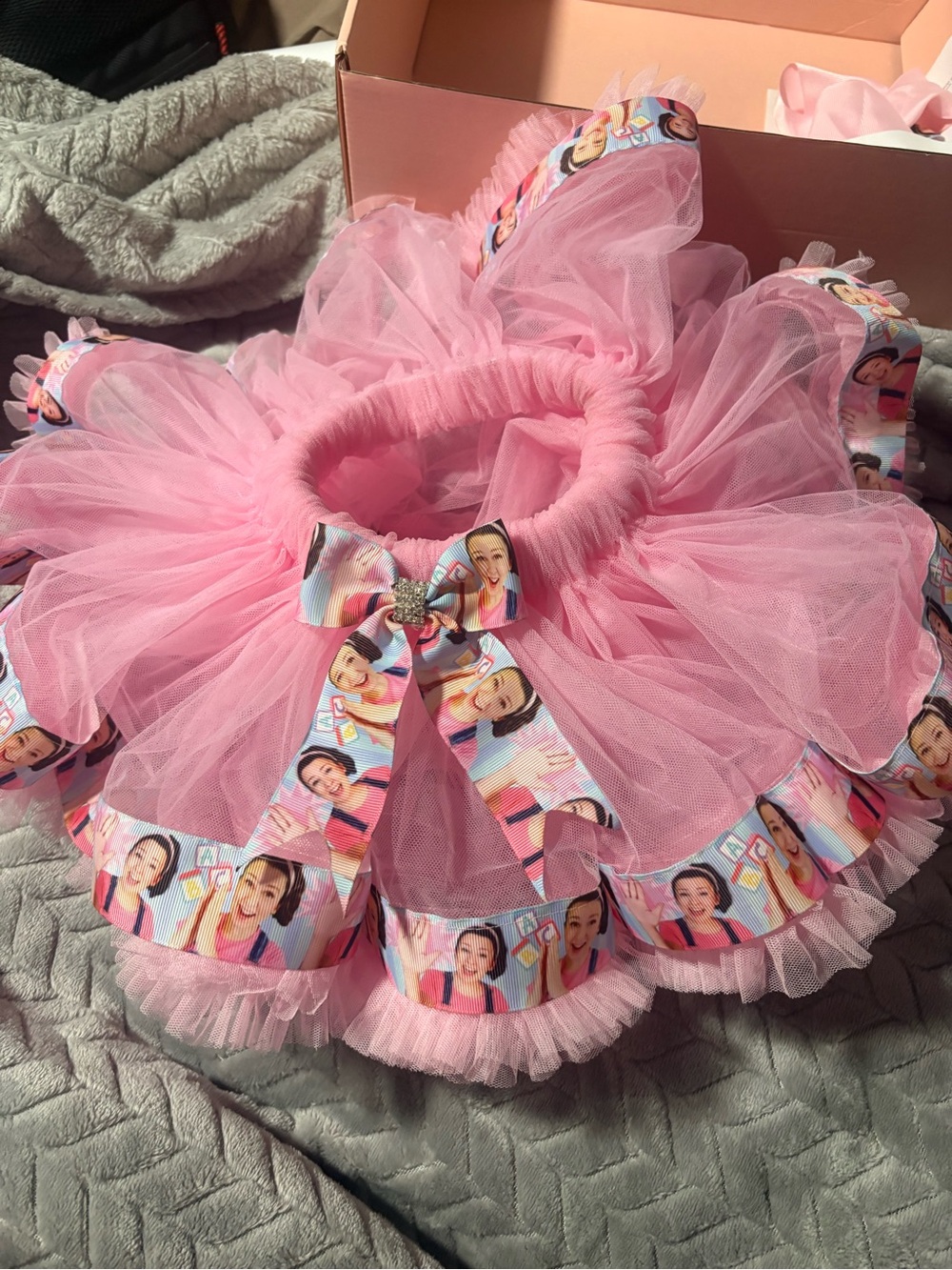 Pink Tulle Ruffle Costume Skirt with Mrs. Rachel Ribbon